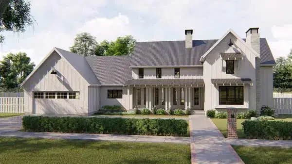 Modern Farmhouse house plans 52-366 - front exterior, 2,857 sq ft, 4 bed, 2 bath house plans | Monster House Plans