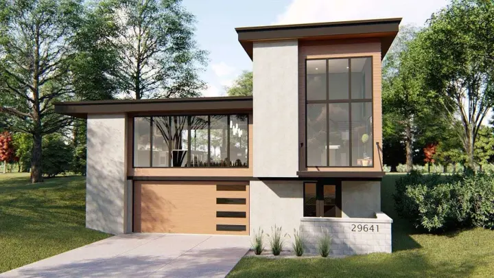 Modern house plans 52-376 - front exterior, 2,682 sq ft, 3 bed, 2 bath house plans | Monster House Plans