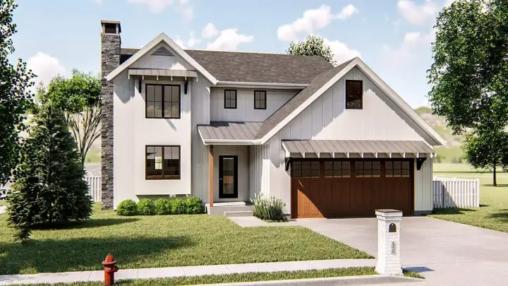 Modern Farmhouse house plans 52-378 - front exterior, 1,753 sq ft, 3 bed, 2 bath house plans | Monster House Plans