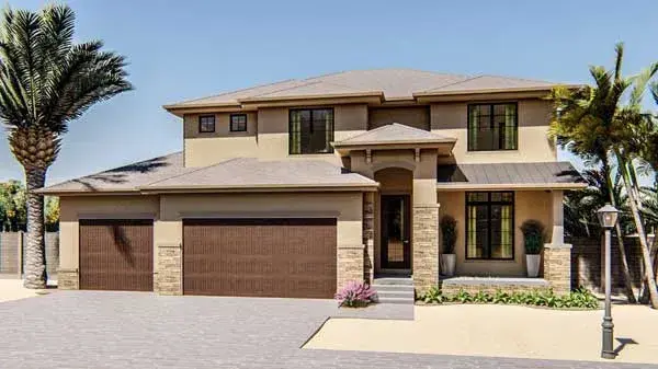 Mediterranean house plans 52-383 - front exterior, 2,251 sq ft, 4 bed, 2 bath house plans | Monster House Plans