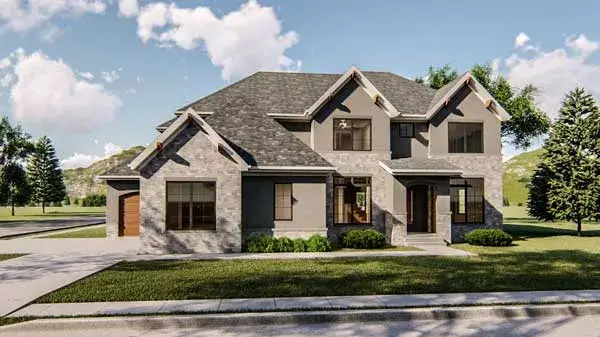 Traditional house plans 52-384 - front exterior, 3,627 sq ft, 5 bed, 3 bath house plans | Monster House Plans