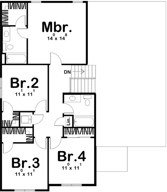Upper/Second Floor Plan: 52-387