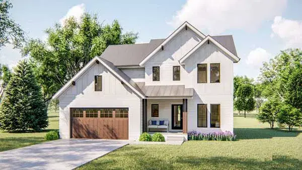 Modern Farmhouse house plans 52-388 - front exterior, 1,977 sq ft, 3 bed, 2 bath house plans | Monster House Plans