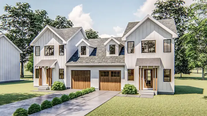 Modern Farmhouse house plans 52-395 - front exterior, 1,864 sq ft, 4 bed, 2 bath house plans | Monster House Plans