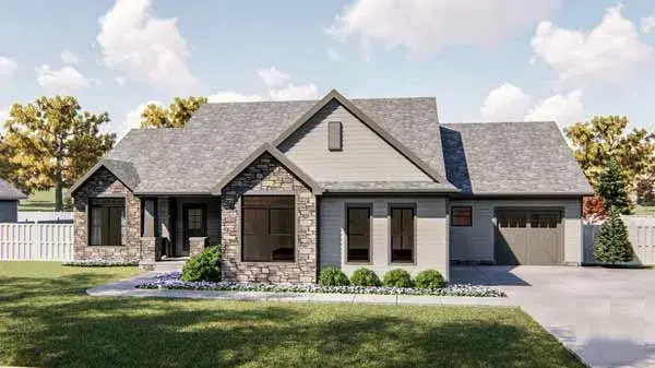 Traditional house plans 52-397 - front exterior, 2,070 sq ft, 3 bed, 2 bath house plans | Monster House Plans