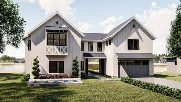Modern Farmhouse house plans 52-399 - front exterior, 2,391 sq ft, 4 bed, 2 bath house plans | Monster House Plans