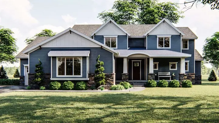 Craftsman house plans 52-404 - front exterior, 3,808 sq ft, 4 bed, 4 bath house plans | Monster House Plans
