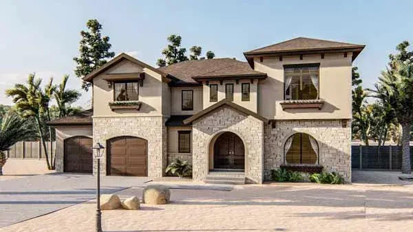 Mediterranean house plans 52-406 - front exterior, 2,712 sq ft, 4 bed, 3 bath house plans | Monster House Plans