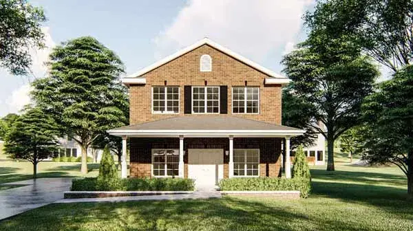 Colonial house plans 52-408 - front exterior, 1,215 sq ft, 1 bed, 1 bath house plans | Monster House Plans