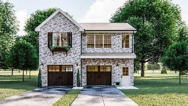 Traditional house plans 52-411 - front exterior, 716 sq ft, 1 bed, 1 bath house plans | Monster House Plans