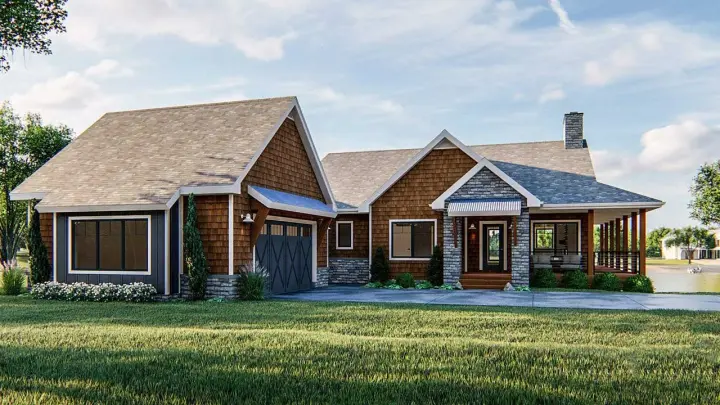 Country house plans 52-413 - front exterior, 1,802 sq ft, 2 bed, 2 bath house plans | Monster House Plans
