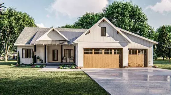 Modern Farmhouse house plans 52-416 - front exterior, 1,814 sq ft, 3 bed, 2 bath house plans | Monster House Plans
