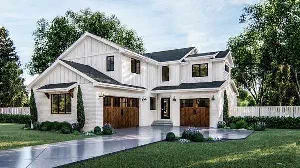 Modern Farmhouse house plans 52-419 - front exterior, 2,417 sq ft, 4 bed, 2 bath house plans | Monster House Plans