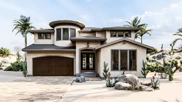 Mediterranean house plans 52-420 - front exterior, 3,077 sq ft, 5 bed, 4 bath house plans | Monster House Plans