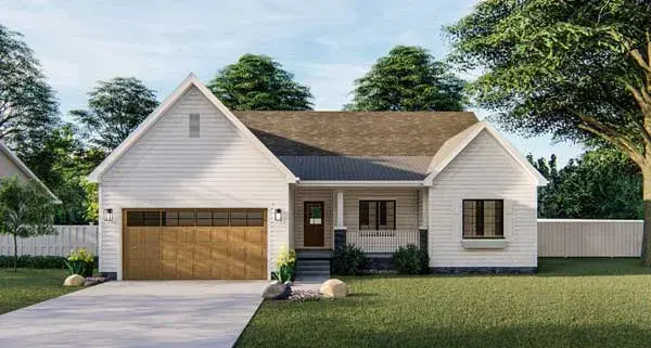 Traditional house plans 52-427 - front exterior, 1,877 sq ft, 3 bed, 2 bath house plans | Monster House Plans
