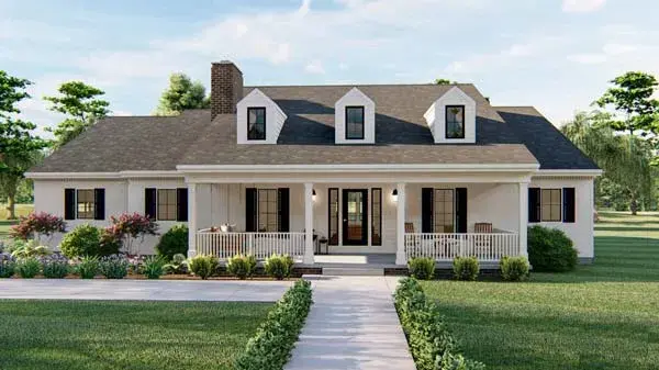 Southern house plans 52-432 - front exterior, 2,390 sq ft, 3 bed, 2 bath house plans | Monster House Plans
