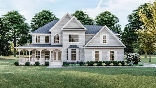 Farmhouse house plans 52-435 - front exterior, 2,727 sq ft, 4 bed, 2 bath house plans | Monster House Plans