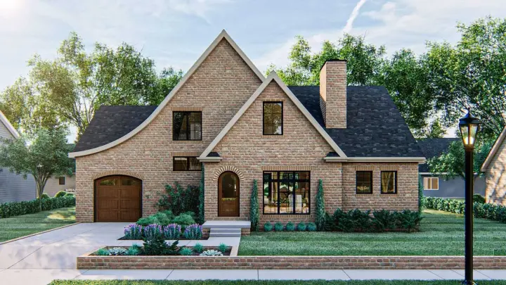 French Country house plans 52-443 - front exterior, 1,962 sq ft, 3 bed, 2 bath house plans | Monster House Plans