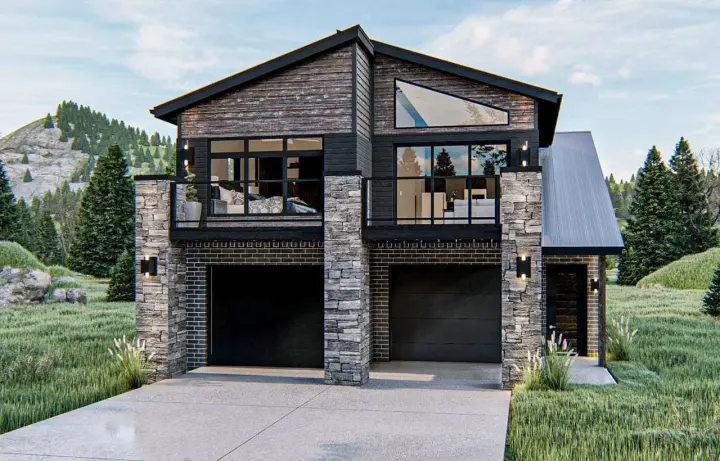 Contemporary house plans 52-446 - front exterior, 984 sq ft, 2 bed, 1 bath house plans | Monster House Plans