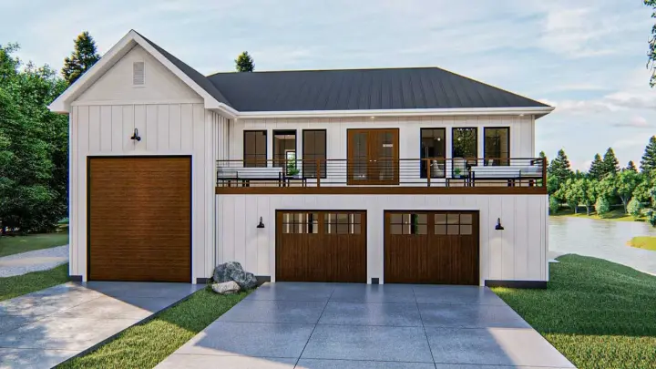 Modern Farmhouse house plans 52-447 - front exterior, 1,604 sq ft, 2 bed, 2 bath house plans | Monster House Plans