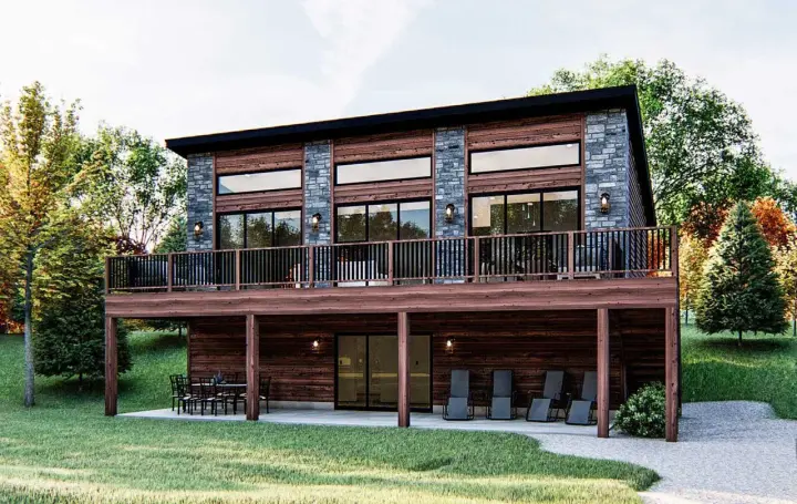 Modern house plans 52-456 - front exterior, 1,014 sq ft, 2 bed, 1 bath house plans | Monster House Plans