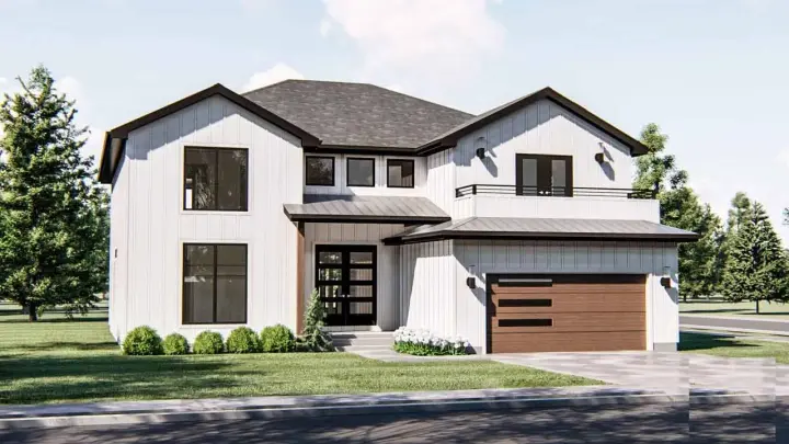 Modern Farmhouse house plans 52-459 - front exterior, 3,357 sq ft, 4 bed, 3 bath house plans | Monster House Plans