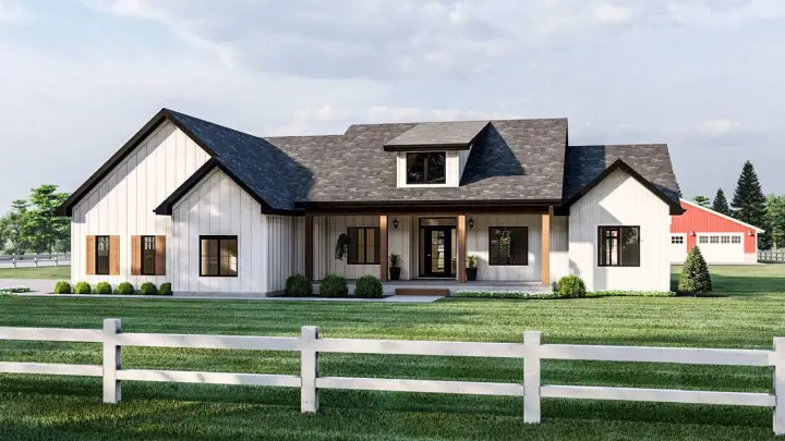 Modern Farmhouse house plans 52-472 - front exterior, 2,337 sq ft, 3 bed, 2 bath house plans | Monster House Plans
