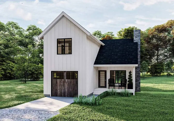 Modern Farmhouse house plans 52-482 - front exterior, 1,106 sq ft, 2 bed, 2 bath house plans | Monster House Plans