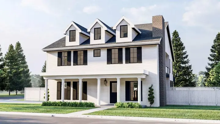 Southern house plans 52-485 - front exterior, 3,086 sq ft, 4 bed, 2 bath house plans | Monster House Plans