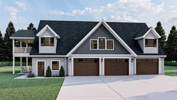 Carriage house plans 52-495 - front exterior, 2,176 sq ft, 2 bed, 1 bath house plans | Monster House Plans