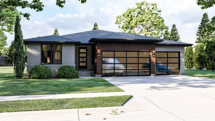 Prairie house plans 52-502 - front exterior, 2,012 sq ft, 3 bed, 2 bath house plans | Monster House Plans