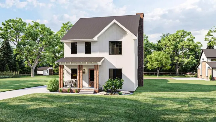 Modern Farmhouse house plans 52-510 - front exterior, 1,963 sq ft, 3 bed, 2 bath house plans | Monster House Plans