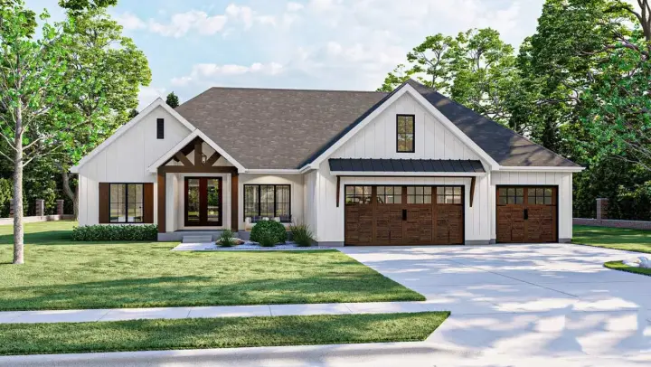Modern Farmhouse house plans 52-511 - front exterior, 2,389 sq ft, 3 bed, 2 bath house plans | Monster House Plans
