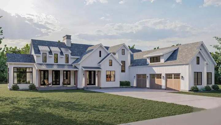 Modern Farmhouse house plans 52-517 - front exterior, 3,299 sq ft, 4 bed, 3 bath house plans | Monster House Plans