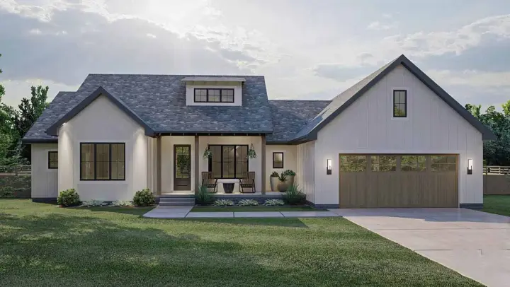 Modern Farmhouse house plans 52-521 - front exterior, 2,083 sq ft, 3 bed, 2 bath house plans | Monster House Plans