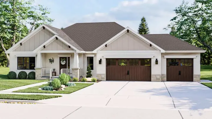 Craftsman house plans 52-524 - front exterior, 1,973 sq ft, 3 bed, 2 bath house plans | Monster House Plans