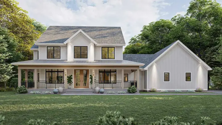 Modern Farmhouse house plans 52-529 - front exterior, 3,071 sq ft, 4 bed, 4 bath house plans | Monster House Plans