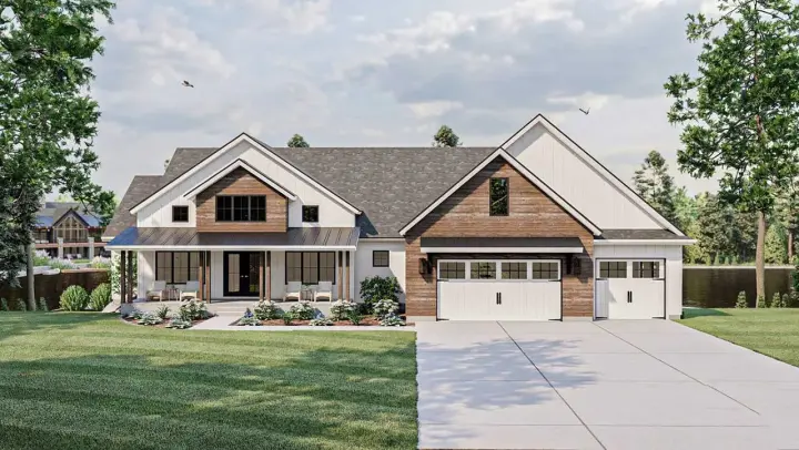 Modern Farmhouse house plans 52-530 - front exterior, 2,175 sq ft, 3 bed, 2 bath house plans | Monster House Plans