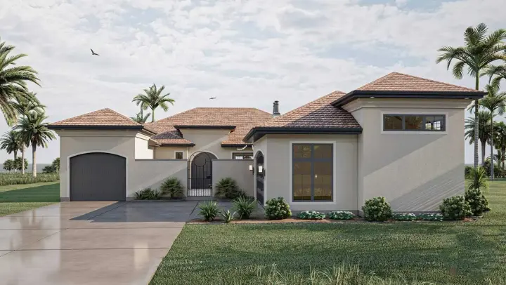 Mediterranean house plans 52-538 - front exterior, 2,374 sq ft, 3 bed, 2 bath house plans | Monster House Plans