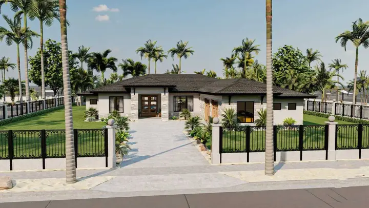 Mediterranean house plans 52-542 - front exterior, 2,306 sq ft, 4 bed, 3 bath house plans | Monster House Plans