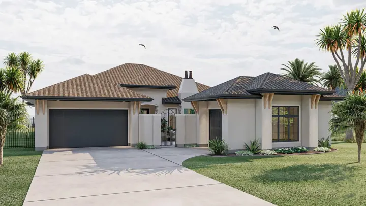 Mediterranean house plans 52-548 - front exterior, 2,531 sq ft, 3 bed, 3 bath house plans | Monster House Plans