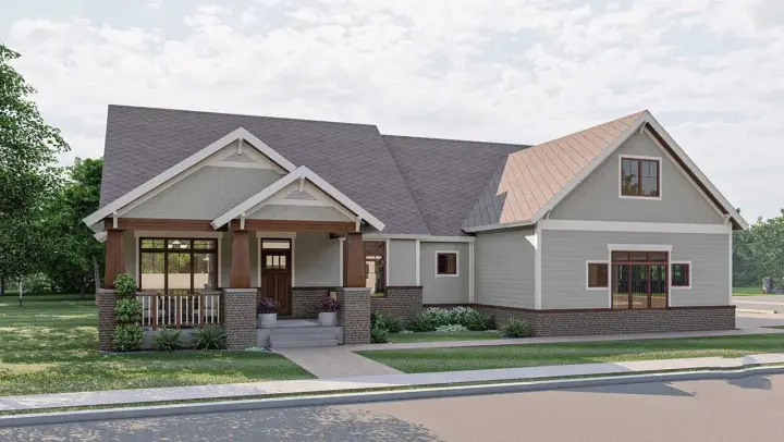 Craftsman house plans 52-551 - front exterior, 2,025 sq ft, 3 bed, 2 bath house plans | Monster House Plans