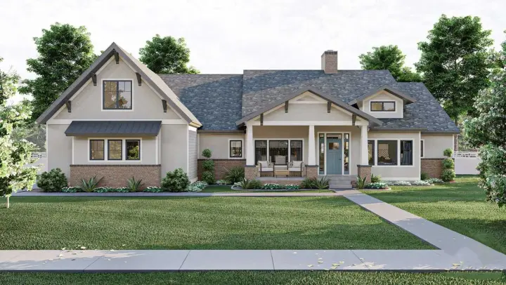 Craftsman house plans 52-553 - front exterior, 2,517 sq ft, 3 bed, 2 bath house plans | Monster House Plans