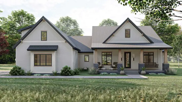 Modern Farmhouse house plans 52-554 - front exterior, 2,483 sq ft, 4 bed, 2 bath house plans | Monster House Plans