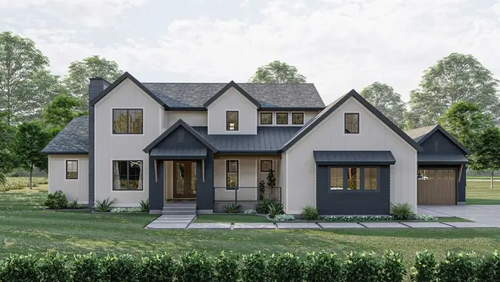 Modern Farmhouse house plans 52-560 - front exterior, 3,263 sq ft, 4 bed, 3 bath house plans | Monster House Plans