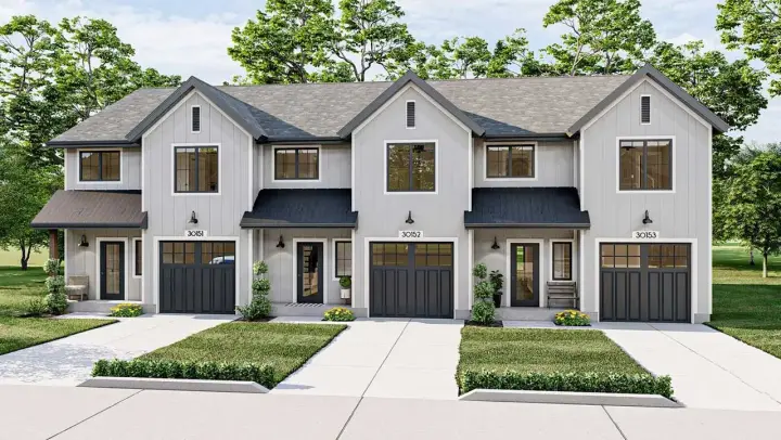 Modern Farmhouse house plans 52-566 - front exterior, 4,392 sq ft, 9 bed, 6 bath house plans | Monster House Plans