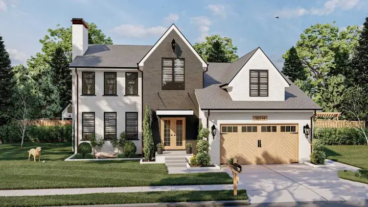 Modern house plans 52-569 - front exterior, 2,344 sq ft, 4 bed, 3 bath house plans | Monster House Plans