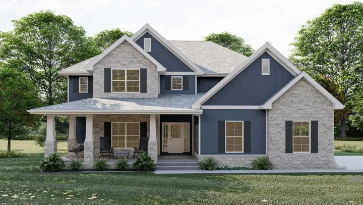 Country house plans 52-572 - front exterior, 2,990 sq ft, 4 bed, 3 bath house plans | Monster House Plans