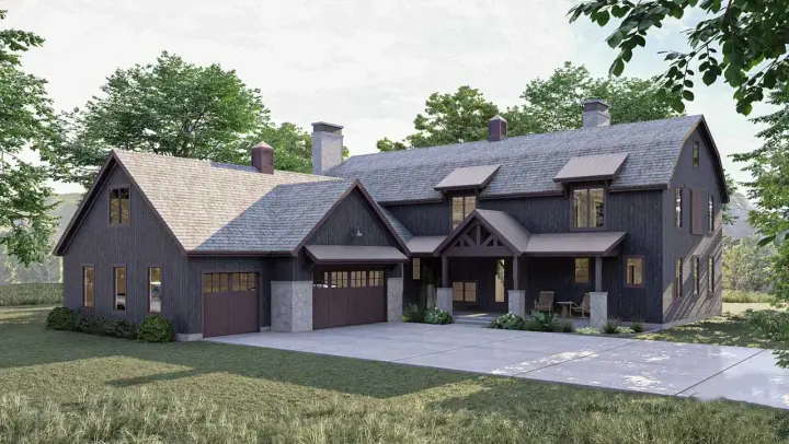 Barndominium house plans 52-581 - front exterior, 4,450 sq ft, 5 bed, 3 bath house plans | Monster House Plans