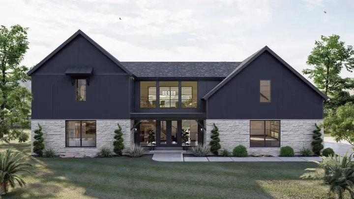 Barndominium house plans 52-582 - front exterior, 3,362 sq ft, 3 bed, 2 bath house plans | Monster House Plans